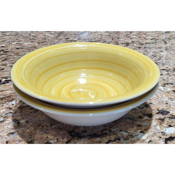 Phillip & Richard Swirl Yellow Bowls 7" Hand Painted (Set Of 2) - Picture 3 of 15